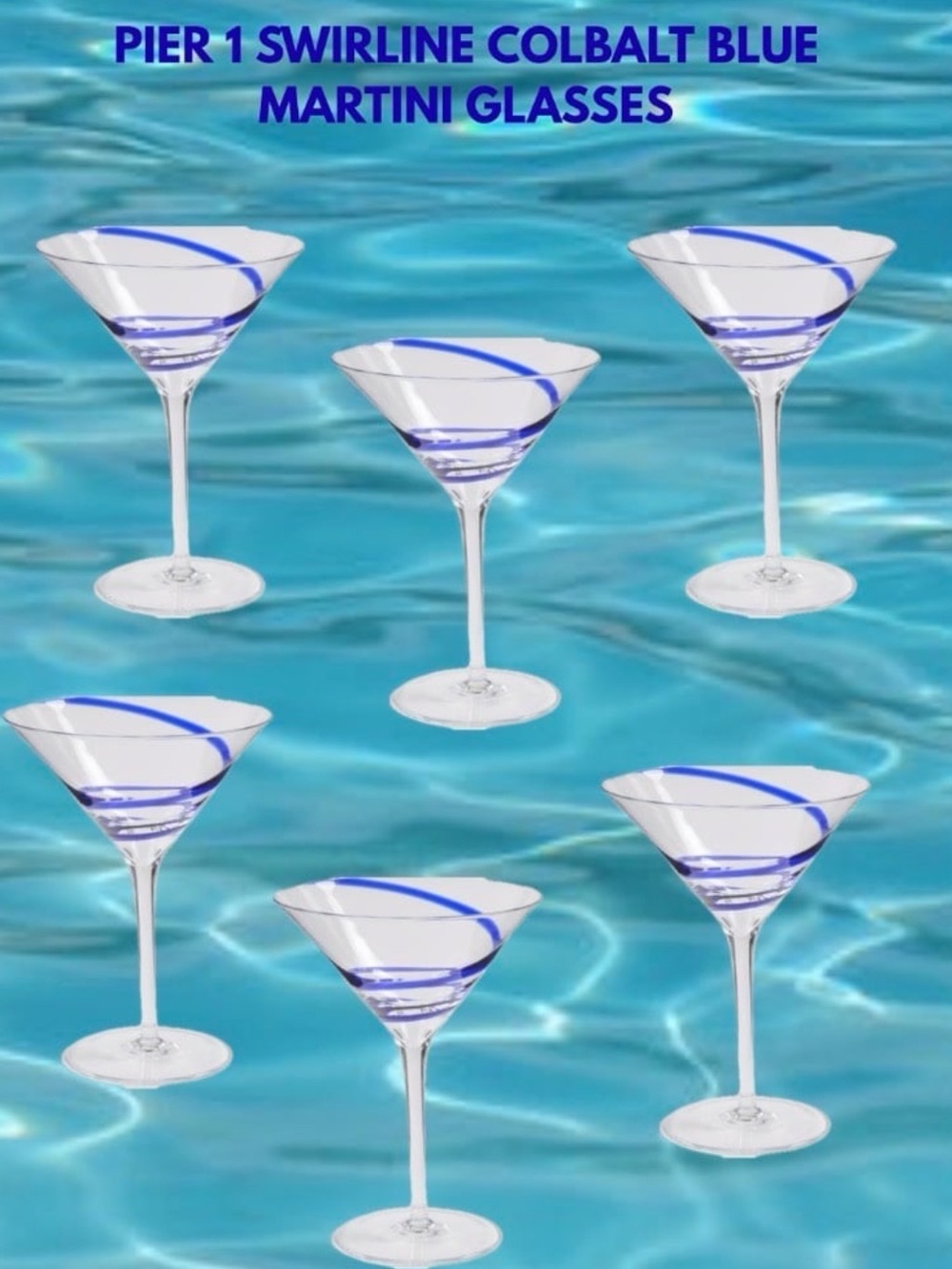William Yeoward Crystal Blown Glass Bella Blue Martini Glasses